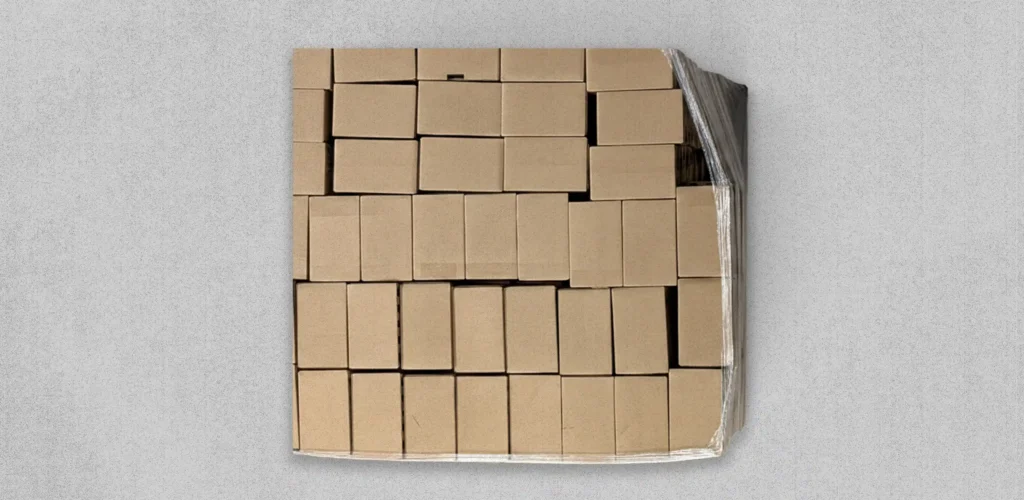 birds eye view of uneven boxes on a pallet